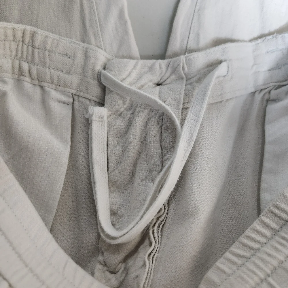 Banana Republic Mens Off-White Athletic Fit Linen Blend Comfort Pants-Size 34x26